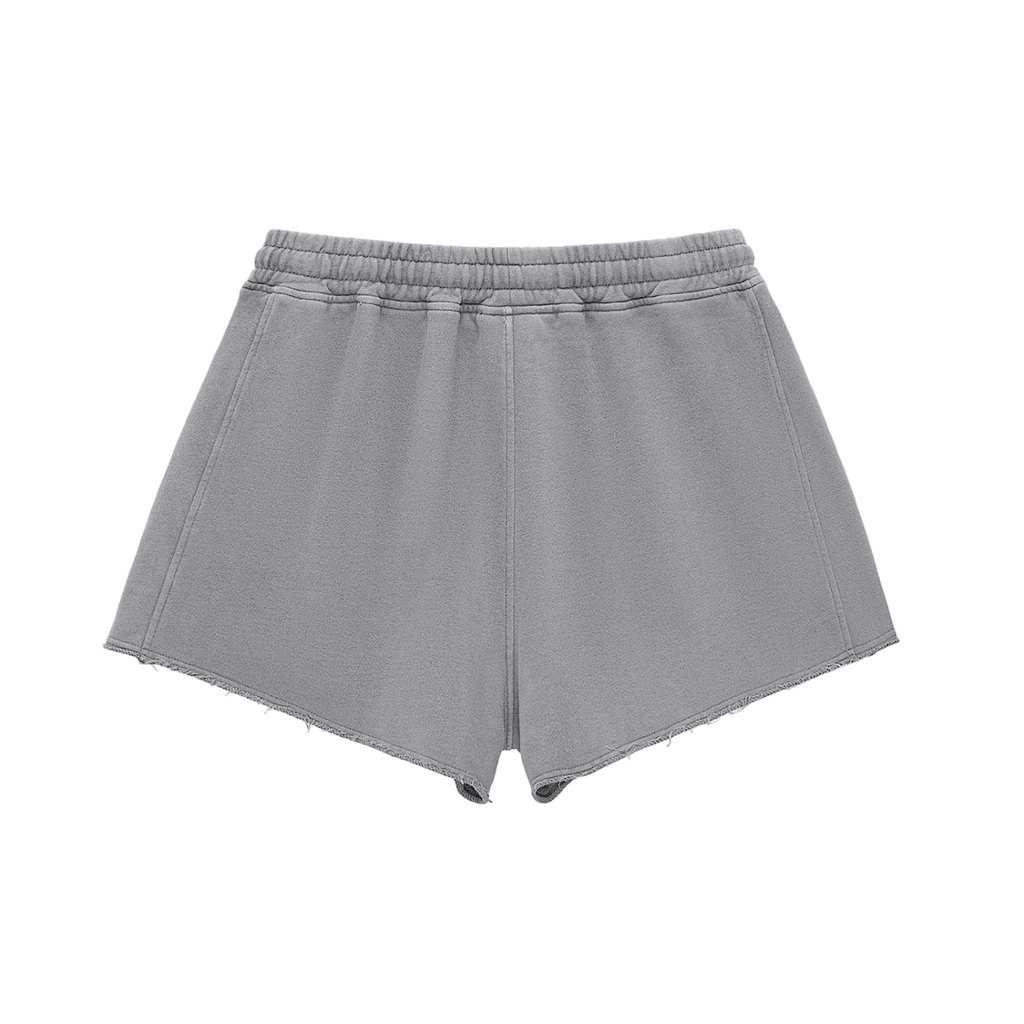 Snow Washed Raw Edge Drawstring Shorts
