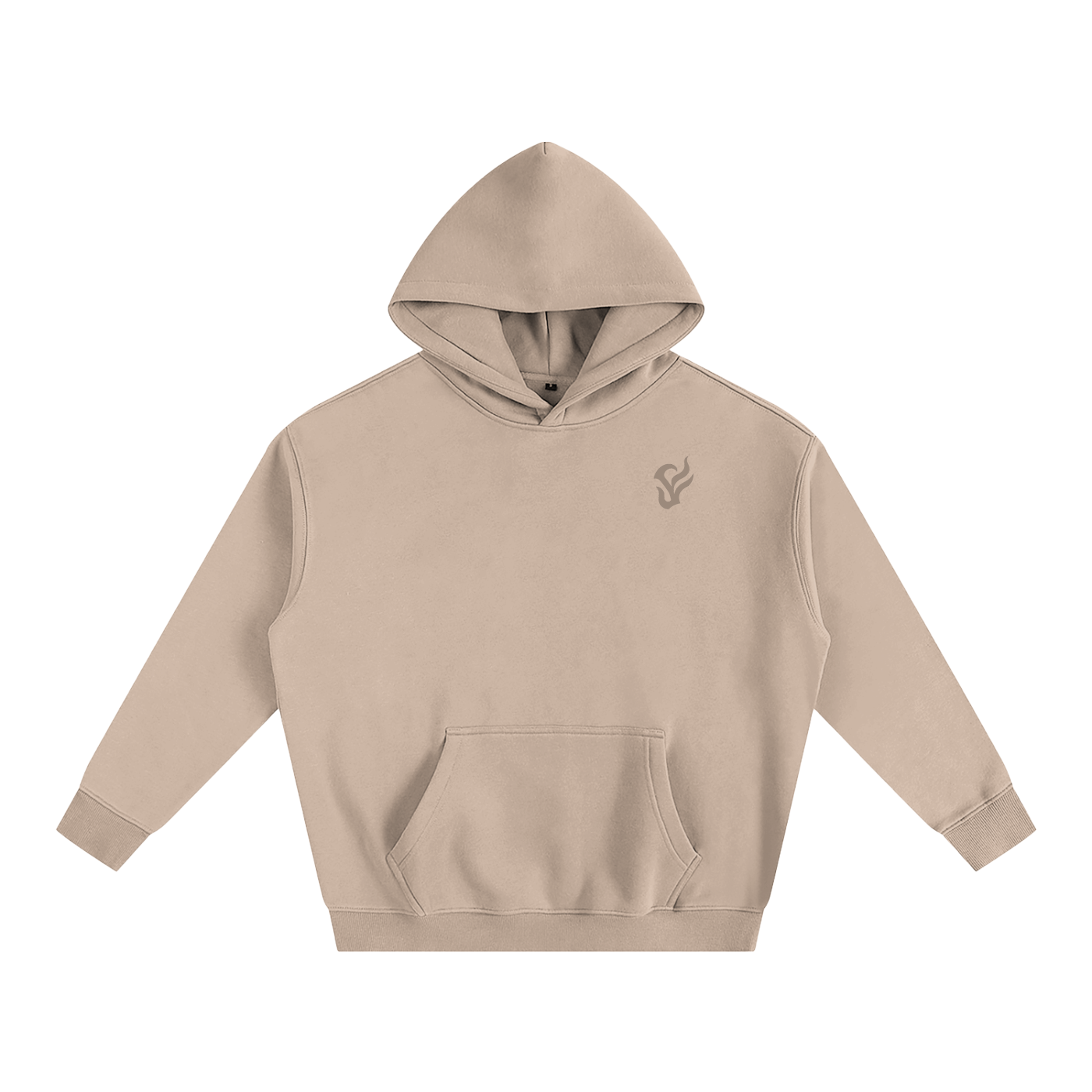 Oversize Fleeced Hoodie Gray Apricot