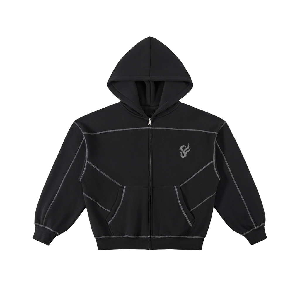 Fleece Zip Hoodie Black