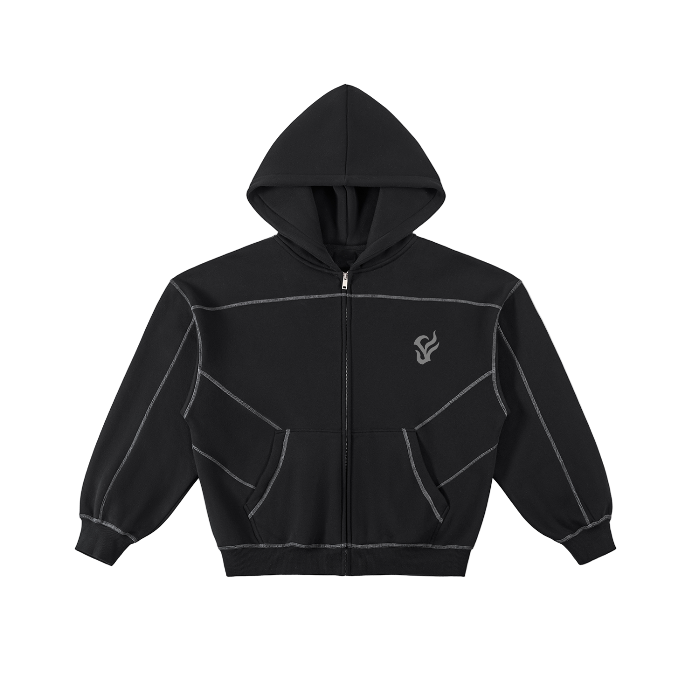 Fleece Zip Hoodie Black