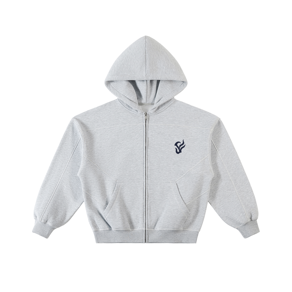 Fleece Zip Hoodie Gray