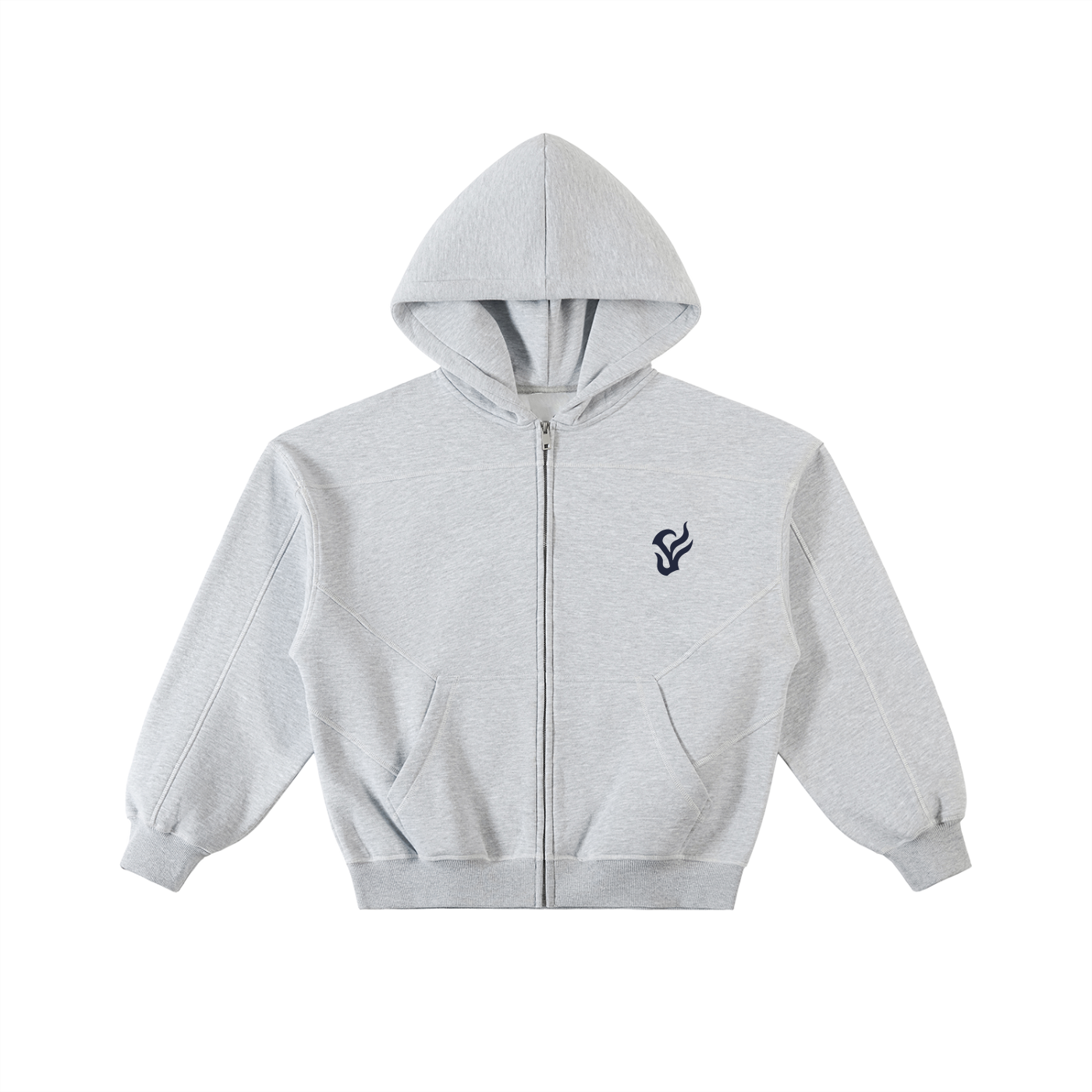 Fleece Zip Hoodie Gray