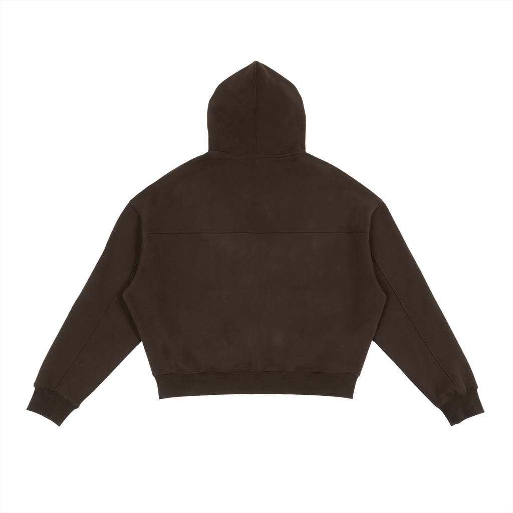 Fleece Zip-Up Hoodie Brown